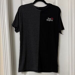 Dikotomy  Co Los Angeles Split Panel Crew Neck Tee Black Gray Size M